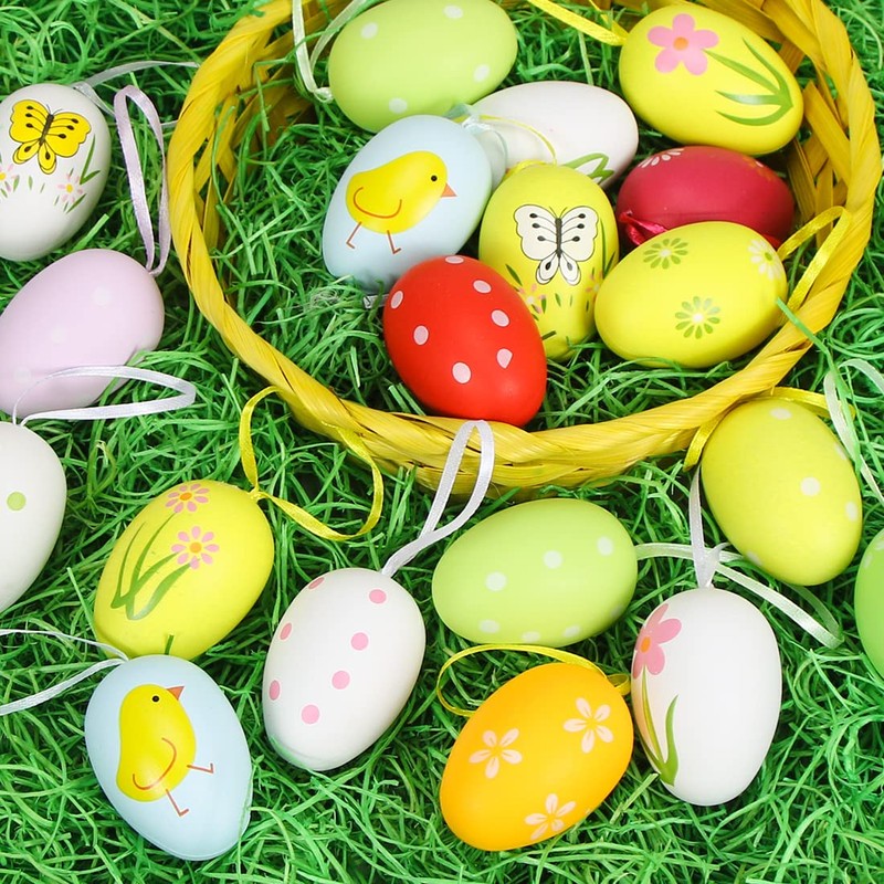 O-Kinee Easter eggs decoration for hanging, plastic Easter decoration