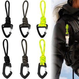 6 Pcs Paracord Keyrings with Carabiner Keyring Clip, Key Chain Hanger, Keychain Keyring with Snap Hook Carabiner Clips, Keyrings for Backpack, Braided Paracord Carabiner Keychain Clip, for Camping