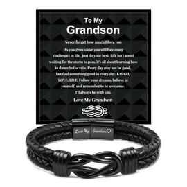 GBTBYS To My Grandson Bracelet, Grandson Gifts from Grandma Grandparents Grandpa Nana, Birthday Gifts for Him, Christmas Gifts for Grandson 8.5 inch