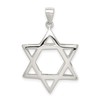 CoutureJewelers Sterling Silver Star of David Pendant - Rhodium-Plated Puffed