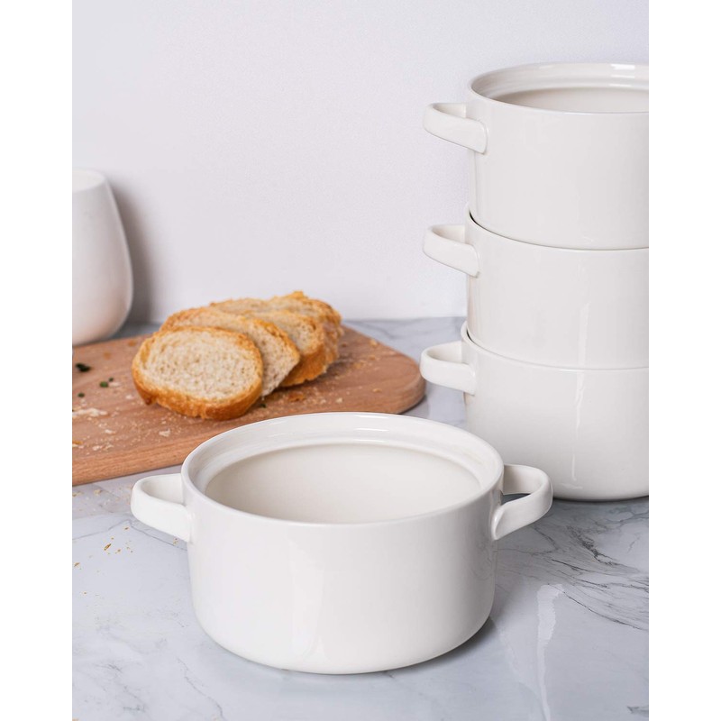 DELLING 6 Pack Soup Bowls with Handles, 24 Oz Large