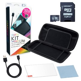 アローン Switch Lite用スターターキット 5点セット [microSDカード 32GB 付属] [ケース][Type-C 充電ケーブル][ガラスフィルム][クリーニングクロス] 付属品完備 高速UHS-I対応 防汚・防キズ 日本メーカー