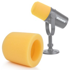 YOUSHARES Pop Filter Compatible with MV7 Microphone, Mic Foam Cover Windscreen for MV7 - Perferct Mic Cover Foam Shield Reduce Background Noise (Yellow)