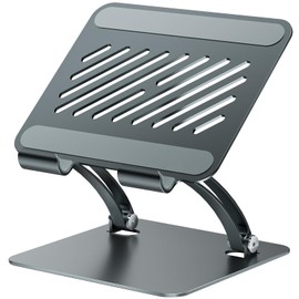 tounee tounee Tablet Holder Stand, Dual Rod Adjustable Aluminum Desktop Stand, Compatible with 4.7-16.5" iPads, Surface Tablets, Portable Monitors, Kindle & More (Gray)