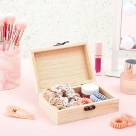 Juvale Wood Boxes for Crafts - 5.9 x 3.9 x 1.97 In, 6-Pack Brown Paulownia Wood - Paintable & Engravable Boxes to Decorate & Jewelry Storage