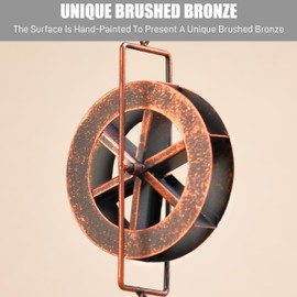 AINISIS 5.7 FT Water Wheel Rain Chains for Outside Bronze Rain Chain for Gutters Garden Decorative Rain Catche Chain Downspout