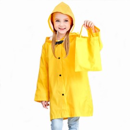 BEABAVO Yellow Boys Girls Raincoat, Waterproof Button Down Hoodie Kids Rain Jacket with Cute Bow Toddler Rain Coat Costume Yraincoat-Bow Yellow Rain Jacket Yellow Raincoat