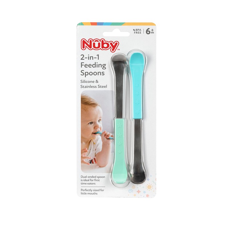 Nuby 2 in 1 Silicone and Stainless Steel Dual Ended