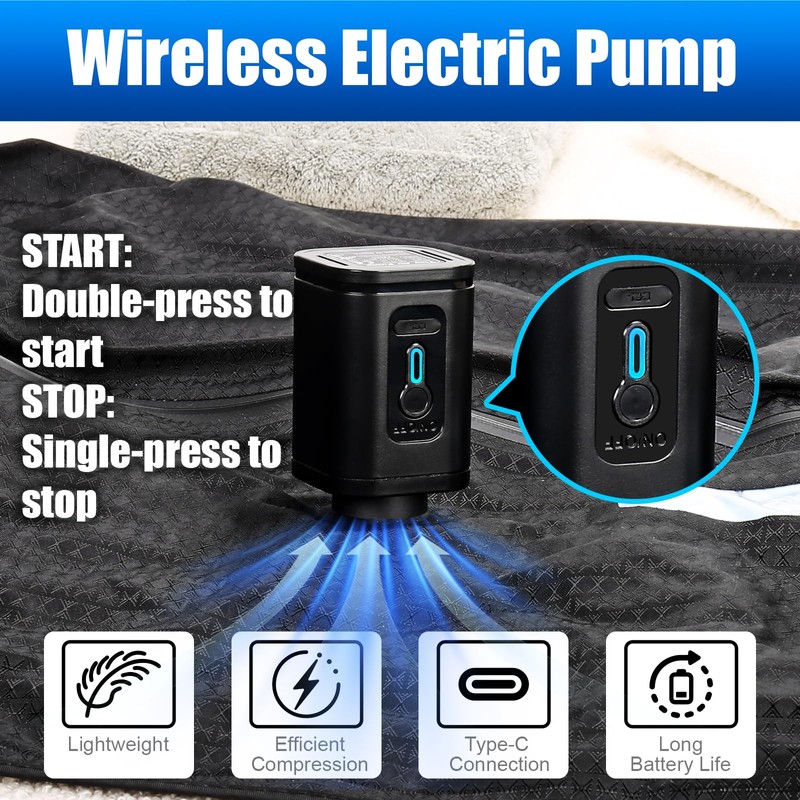Vacuum Bags for Travel with Wireless Pump, Revolutionary Reusable Compression