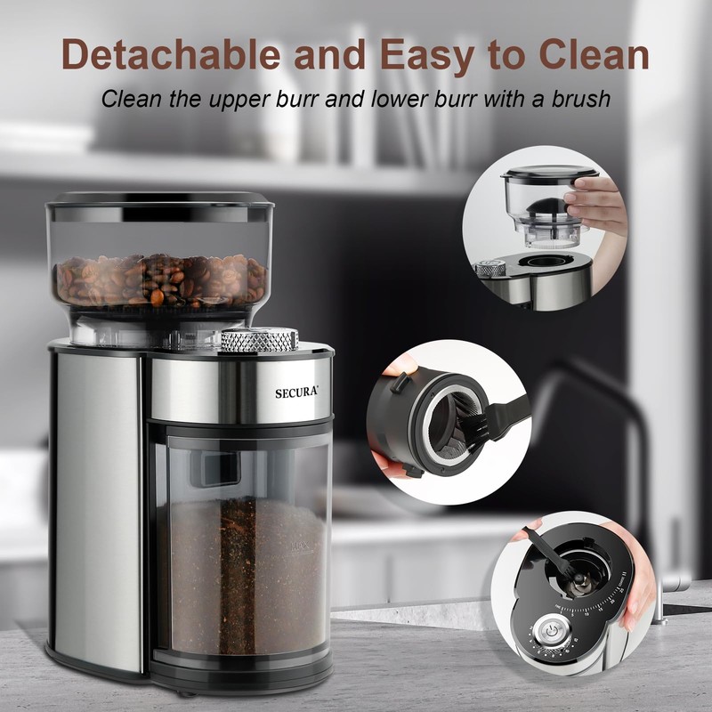 Secura Conical Burr Coffee Grinder Electric Coffee Grinder with 25