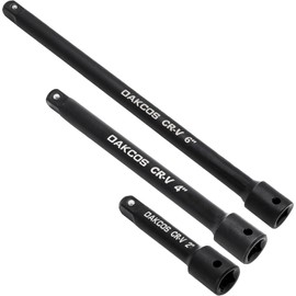 DAKCOS 1/4" Impact Extension Bar Set, 3 Piece Socket Extension Bar, Extensions Socket Tool, CR-V with Black Phosphating