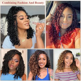 Peliri Boho Box Braids Crochet Hair-10 Inch Goddess Bohemian Box Braids with Curly Ends 8 Packs Pre Looped Crochet Hair 3X Synethic Box Braids Crochet Hair for Black Women (10 Inch, 1B/Bug)