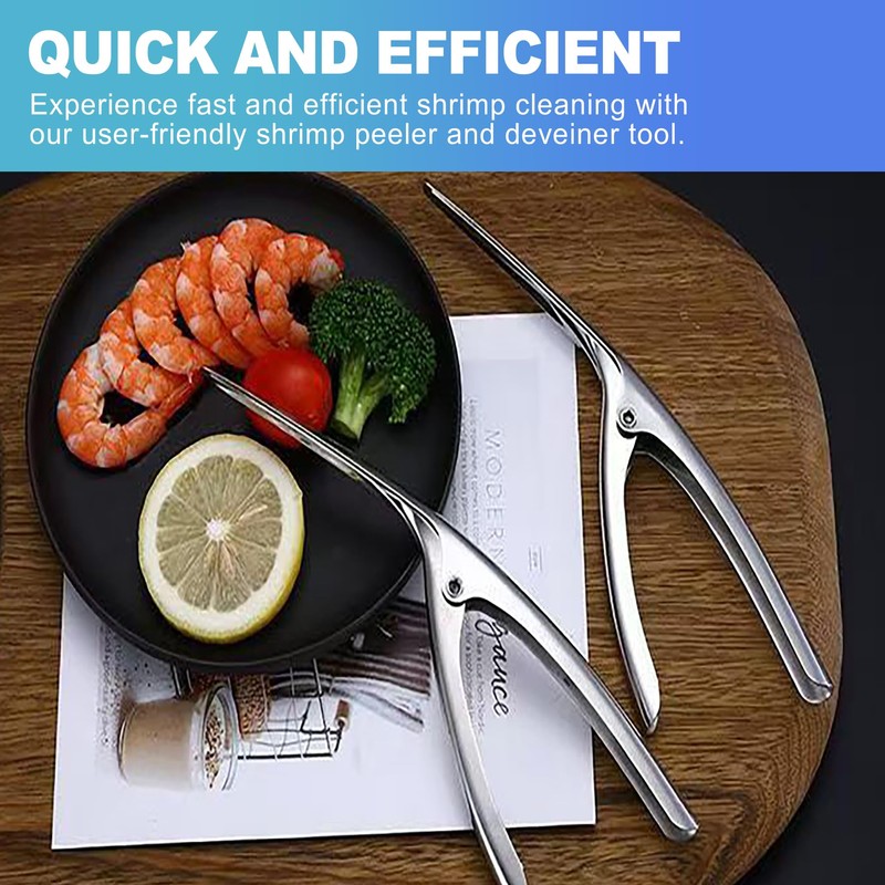 CoguZed 2-Piece Stainless Steel Shrimp Deveiner and Peeler Tool Set,