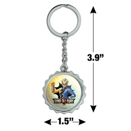 GRAPHICS & MORE Power Rangers Dino Fury Gold Ranger Keychain Chrome Plated Metal Pop Cap Bottle Opener