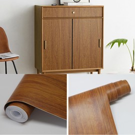 ATFYER Dark Brown Wood Grain Wallpaper Faux Walnut Wood Contact Paper Self-Adhesive Wood Stickers for Furniture Waterproof Wallpaper Counter Top Laminant Wood Vinyl Decorative Paper11.8" X 196"