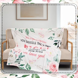 Hahafelt Mother's Day Mom Blanket,Mom Birthday Gifts from Daughter Son,Soft Flannel Throw Rose Flower Blanket 60" x 50"