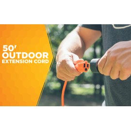 Coleman Cable Southwire 2308SW8803 Vinyl Outdoor Extension Cord In Orange With 3-Prong Plug (50 Feet, 16/3 gauge)