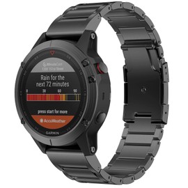 Pencoda for Garmin Fenix 7X/6X/5X Plus Band, 26mm Titanium Metal Quick Release Easy Fit Watch Bands with Double Button Clasp for Garmin Fenix 7X/6X Pro/5X/5X Plus Smartwatch (Black)