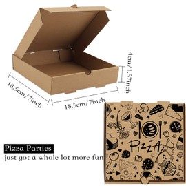Lainrrew Pizza Boxes, 15 Pack 7.3 x 7.3 x 1.6" Kraft Corrugated Pizza Boxes Pizza Takeout Boxes Food Delivery Boxes Gift Packing Boxes Takeaway Mailing Shipping Storage Boxes for Pizza, Cake, Cookies(Black)