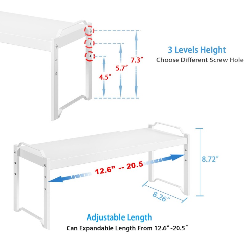 2 Pack Expandable Kitchen Cabinet Shelves Organizers, Stackable Adjustable Small