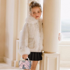 Balakaka Princess Shoulder Bag Cute Bow Mini Pearl Handbag for Going Out or Travel Sequins Kids Shoulder Bag for 2-7 Years Girls Gift, black