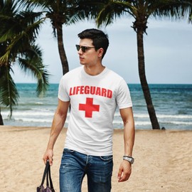 Lifeguard Shirt, Unisex Uniform Costume Shirts for Men Women White Large