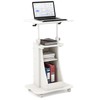POWERSTONE Sit to Stand Mobile Lectern Teacher Podium Portable Height