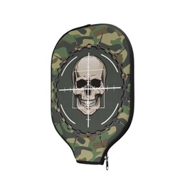 Rweroyiu Skull Camo Unisex's Pickleball Paddle Cover Fashion Zippered Pickleball Racket Sleeve Gifts for Men Women Pickleball Accessories Pickleball Paddle Case