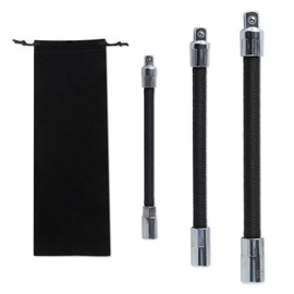 LEONTOOL Flexible Socket Extension Bar Set, Flexible Socket Extension Bar Set, Extension Bar Shaft, Bendable, Flexible Drill Extension, Flexible Extension Bar, 1/2" 3/8" 1/4", Spring Steel, Ratchet Wrench, Flexible Shaft Extension Bar, Socket Wrench Accessories, Set of 3