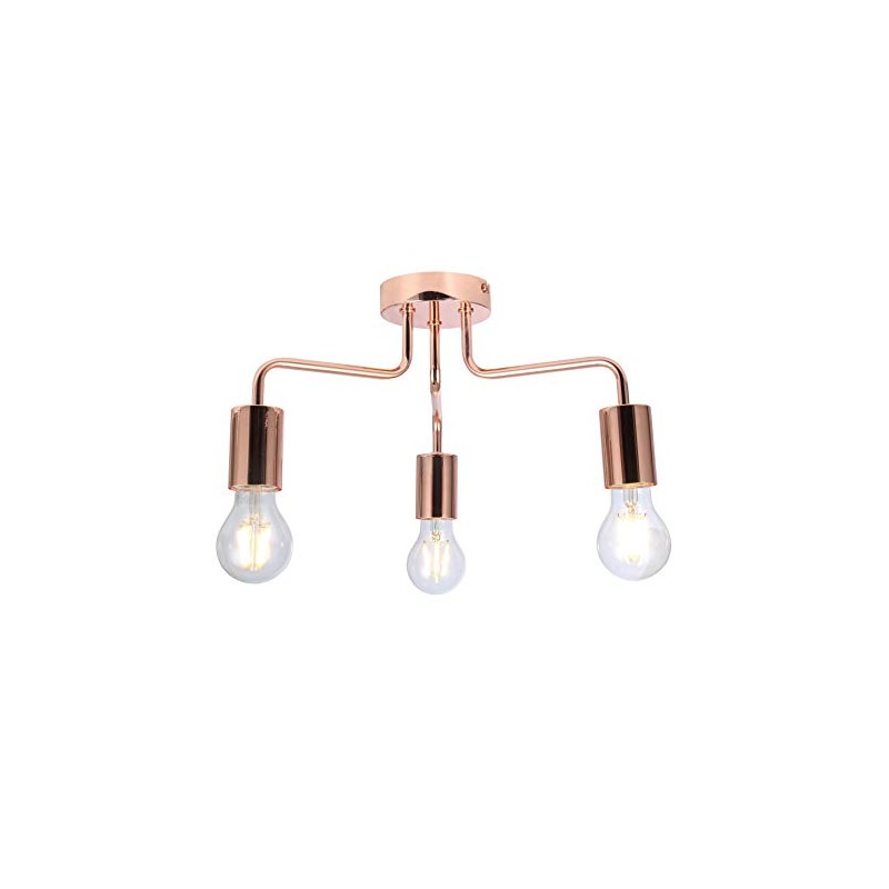 UKEW 3 Way Retro Ceiling Light - Copper Vintage E27