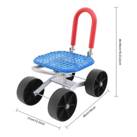 YUYFCC Rolling Garden Seat Modern Gardening Stool with Wheels Adjustable Height Garden Stools with Handle for Outdoor Garden Yard Patio, Blue & Silver