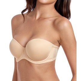 Lemorosy Multiway Contour Strapless Bra Women's Plus Size Full Coverage Underwire(Nude,36F)
