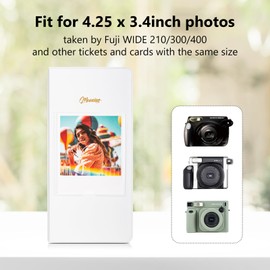 MUZIRI KINOKOO 64 Pockets Photo Album for Fuji Instax Wide 400/Wide 300/Wide 210 Camera, PU Leather Photo Album for 4.25'' * 3.4'' Films, Collection Souvenir Album Book for Wide 400/300/210 - White