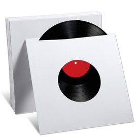 50 Pack Vinyl Record Inner Sleeves 7 Inch Record Paper Sleeves 45 RPM Record Protection Paper Covers White Outer Album Covers Vinyl Jacket Covers with Holes for Storage (Square)