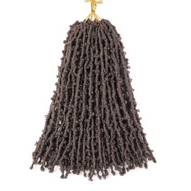 GUOHUI Butterfly Locs Crochet Hair 16 Inch 6 Packs Color Dark Brown All Handmade Pre-Looped Distressed Faux Locs Braids for Women Kids (16",4#)