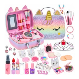 "Set Estuche Maquillaje Ninas Juguetes Belleza Tocado Lavable unicornio Belug rosa"