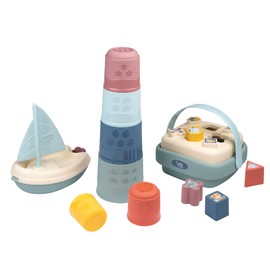 Smoby Little Motor Skills Toy Set 3 Pieces: Magic Tower, Shape Plug-In Play Basket, Bath Toy Sailing Boat - Promote Fine Motor Skills - from 12 Months