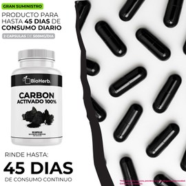 Carbon Activado Micronizado100% Puro (90 Capsulas 500mg) [Potente Mineral] | Extremadamente Eficaz| Absorcion Potenciada | Maxima Eficacia | Calidad Suprema | Suministro Para 90 Dias | - Activated Carbon- BioHerb.