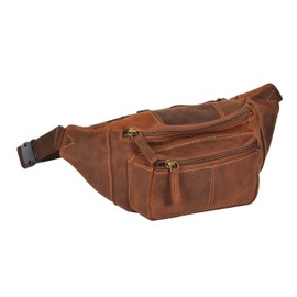 Real Leather Waist Bum Bag Slim Travel Money Pouch Pack Barcelona (Oil Tan)