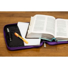 Royal Purple Reinforced Polyester Bible Cover Case with Handle, Thinline