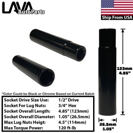 Lava Autoparts 32x Black 14x2 Spike Lug Nut Fit Ford Excursion 99-02 F250 05-07 F350 Dually