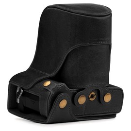 MegaGear MG1862 Ever Ready Genuine Leather Camera Case Compatible with Olympus OM-D E-M5 Mark III (14-150mm) - Black