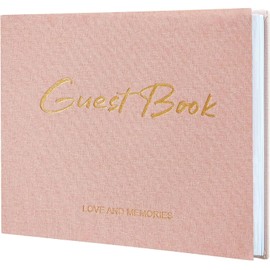 Wedding Guest Book, Guest Book Wedding Reception - Classic Baby Shower Guestbook - 100 Lined Pages for Bridal Birthday Graduation - Guest Sign in Book for Wedding Decor, Pink