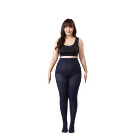 MOOCHI 2 Pairs Women's Plus Size Opaque Tights Navy 7X/8X