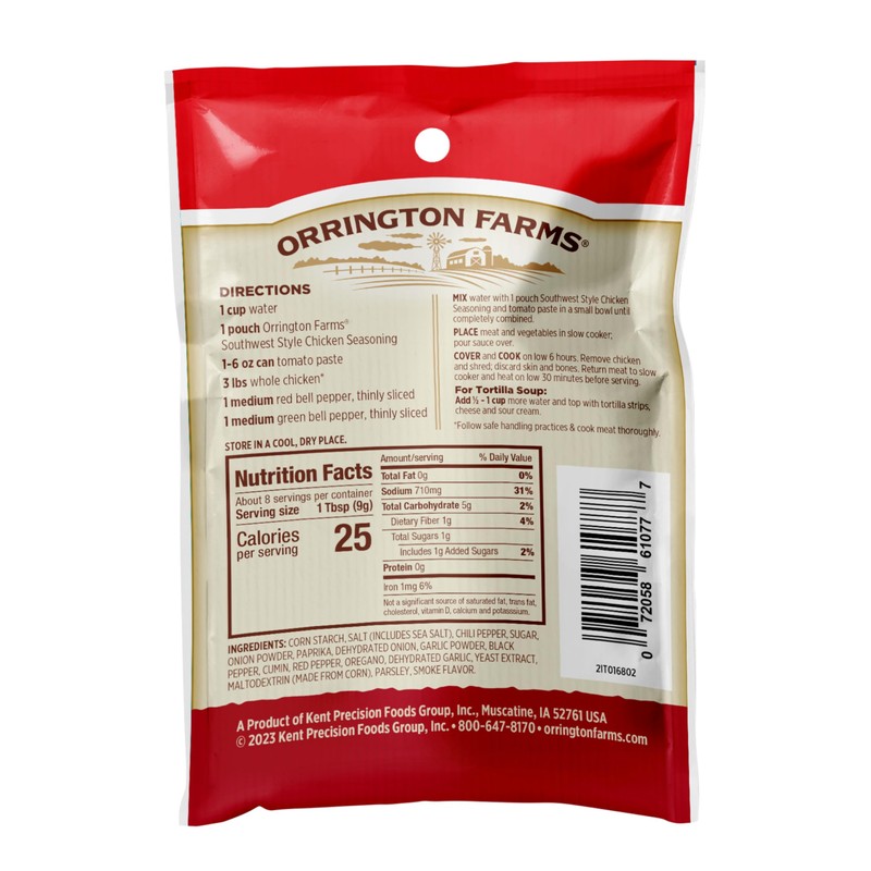 Orrington Farms Slow Cookers Southwest Style Chicken Seasoning, 2.5 Ounce