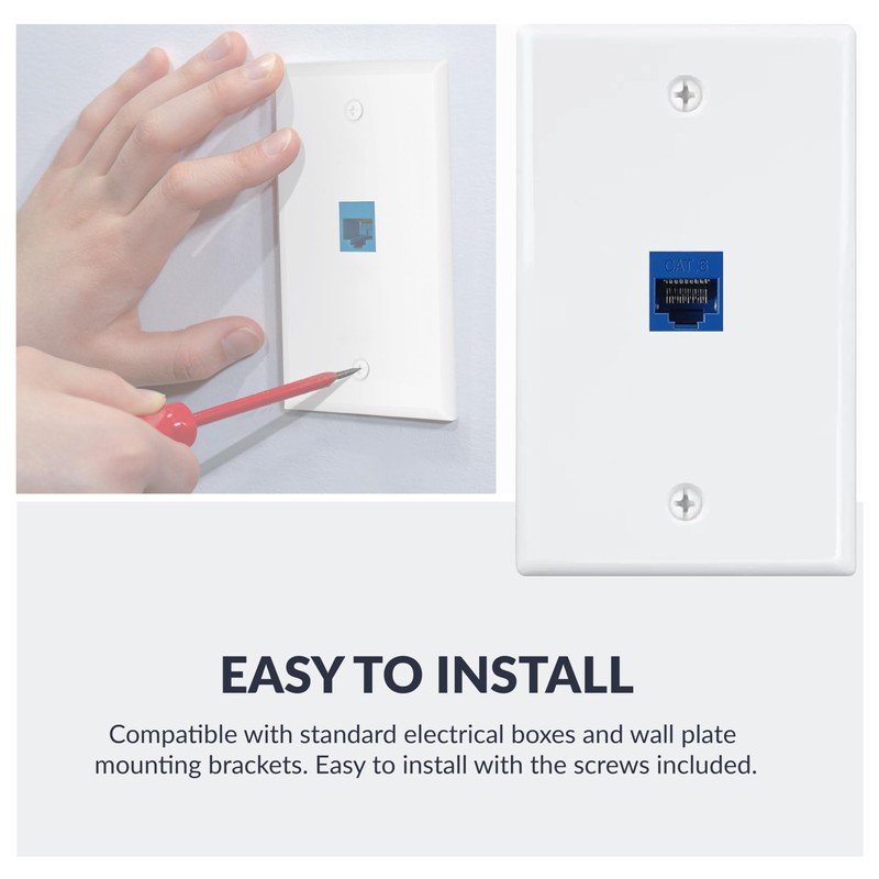 Newhouse Hardware Ethernet Wall Plate, White, 5-Pack