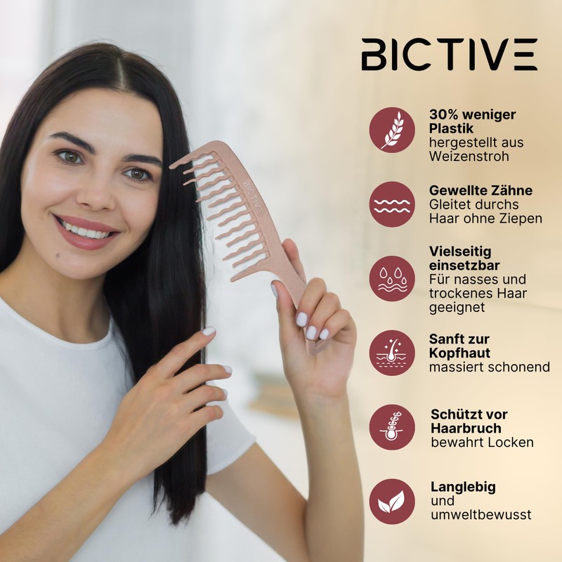 BICTIVE® Curl Comb with Wavy Wide Tooth Comb for Curls,