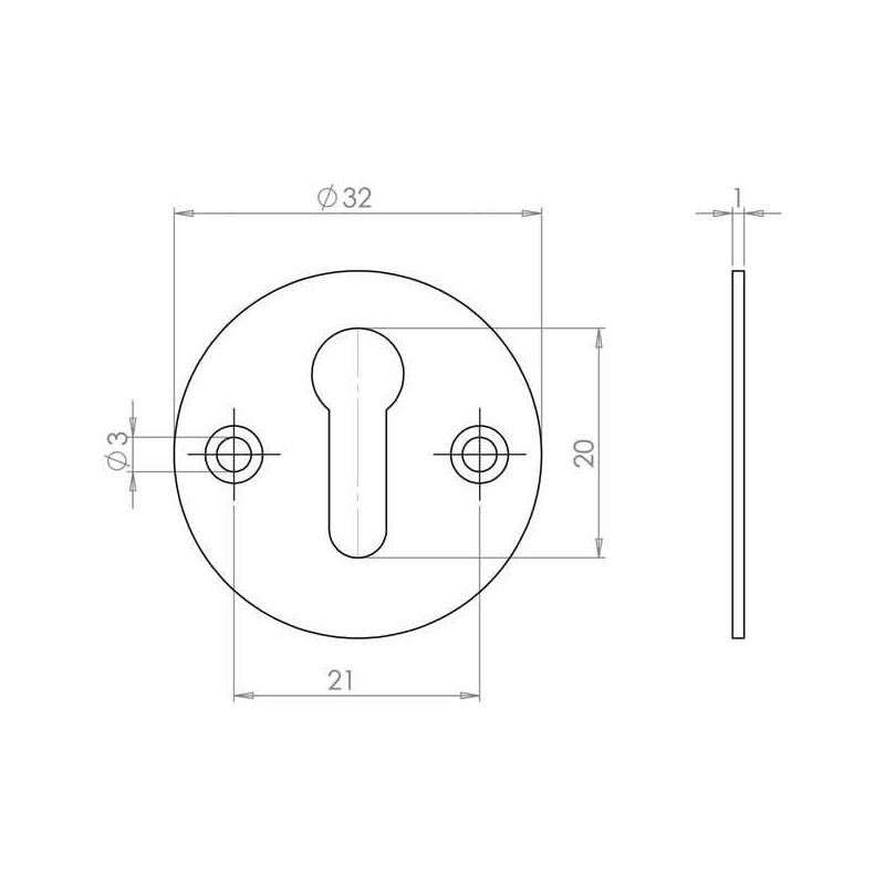 EAI Keyhole Escutcheon Key Cover | 32mm | Pack of