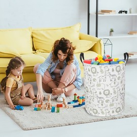 CLOCOR Baby Laundry Basket,Collapsible Kids Toys Storage Baskets,Nursery Hamper for Boys and Girls,Jungle Bedroom Decor,Gift Basket（Green Animals