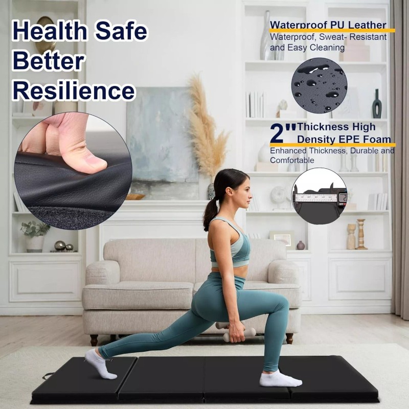 Polar 3'x6'x2 Thick Folding Gymnastics Exercise Mat Aerobics Stretching Yoga
